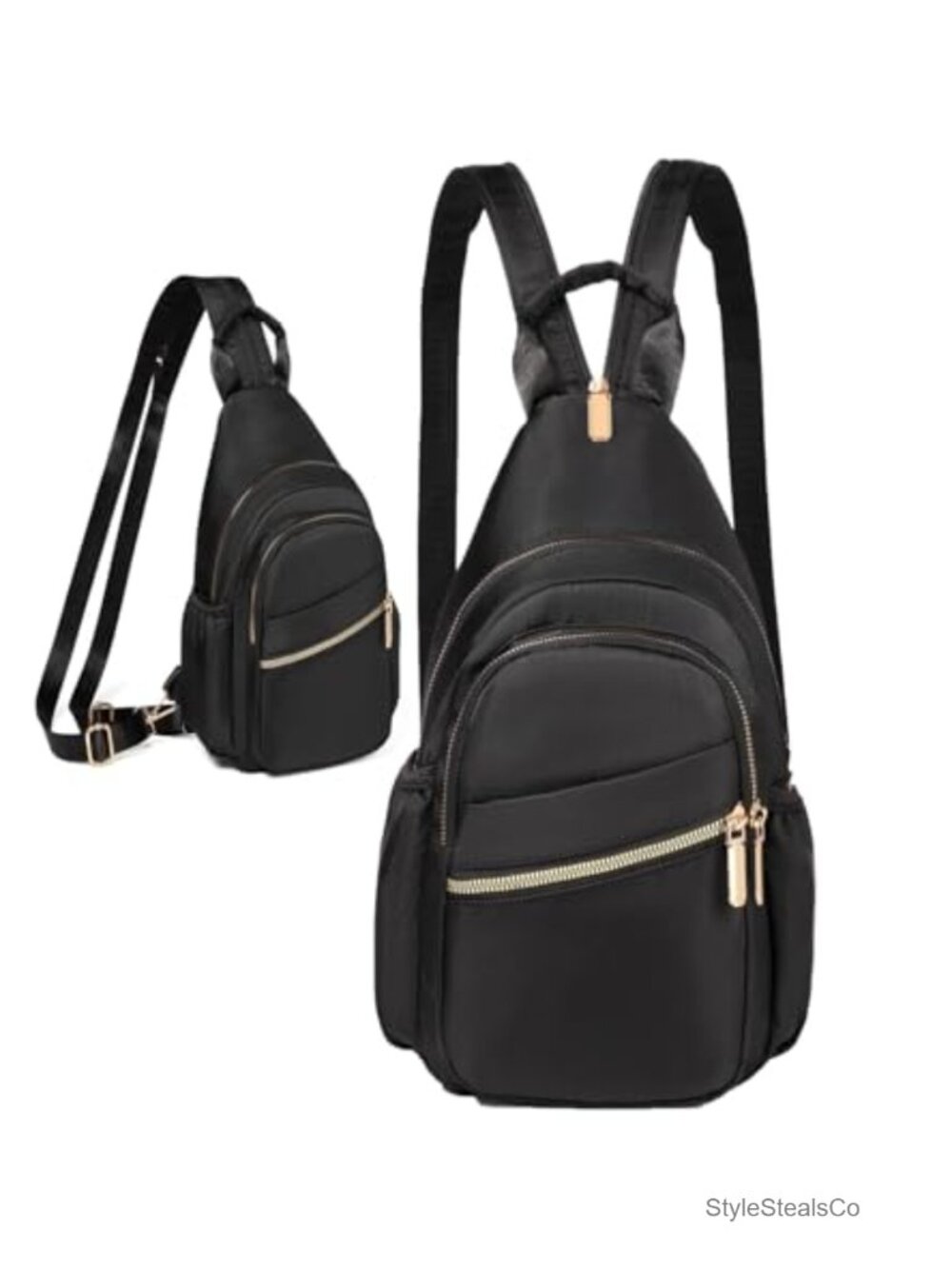 Water Resistant Nylon Mini Backpack Convertible Crossbody Sling Bag for Women